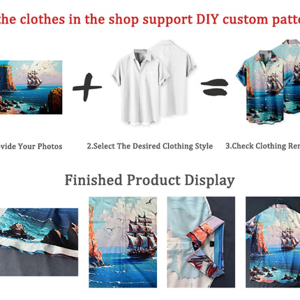 Customized Men's Summer Hawaiian Short Sleeve Shirts Women's 3D Custom Design Tops T-shirt Factory Outlet Long Sleeve Shirt