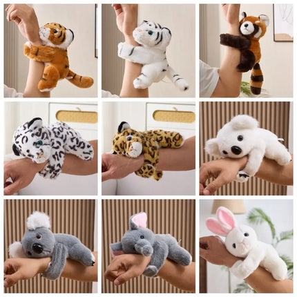 Forest Animal Animal Slapping Wristband Koala Tiger Bracelet Hug Slap Snap Wrap Kawaii Rabbit Leopard Plush Hand Ring Kids Toys