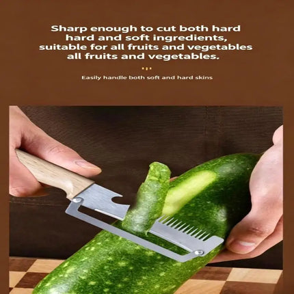 Multi-Functional Vegetable Peeler For Kitchen, Ultra-Sharp Stainless Steel Blade With Wooden Handle And Bottle Opener