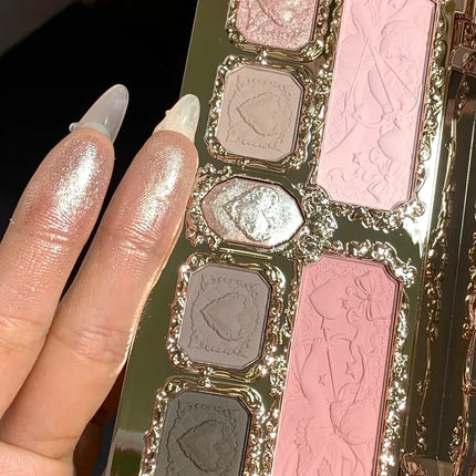 Flower Knows Strawberry Cupid Collection Matte Glitter Shimmer Eyeshadow Face Palette Highlight Blush Makeup Palette