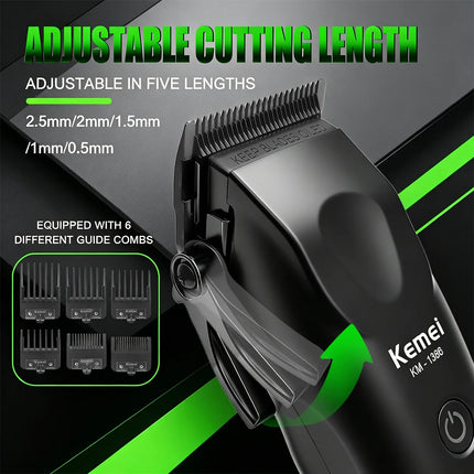 Kemei Clippers Professional Hair Clipper Adjustable Hair Trimmer Hair Care Appliance LED Display Clipper for Men KM-1386 KM-1385