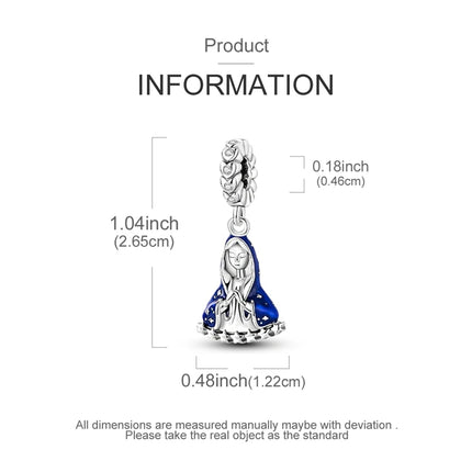 925 Sterling Silver Virgin Goddess Blessing Dangle Prayer Angel Pendant Charms Fit Original Necklace Bracelet DIY For Women Gift