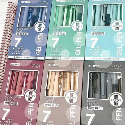 7 pieces/box Minimalist Transparent 0.5mm Gel Pen Fashion Office Signature Pen Creative Multifunctional
