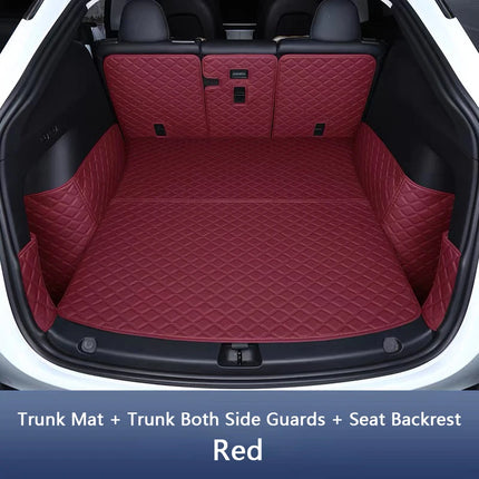 For Tesla Model Y Juniper / 3 Highland 2025-2026 Front Rear Trunk Mat Leather Full Coverage Trunk Both Side Guard Protective Pad