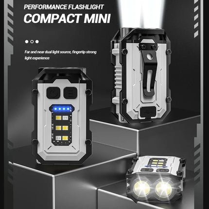 Mini COB Keychain Flashlight,Clip-On Rechargeable EDC Torch Ultra Compact Pocket Light for Hiking Camping Fishing Emergency Gift