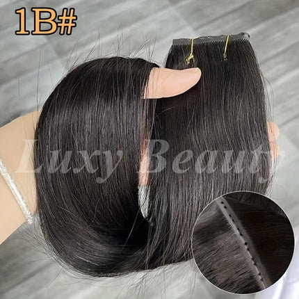 Brown Butterfly Hole Weft Hair Extensions Straight Invisible Twin Tab Weft Natural Blonde P4-27 Hole Weft Human Hair Extensions