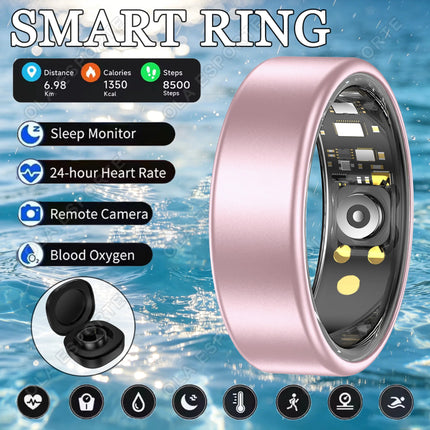 Smart Ring Blood Pressure Heart Rate Sleep Monitoring Smartring IP68 & 5ATM Waterproof Multi-sport Mode Smartring Man Women 2026