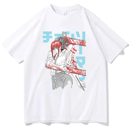 Chainsaw Man cotton shirt teen University graphic Grunge Retro t-shirt Classic Punk 2000s Trendy