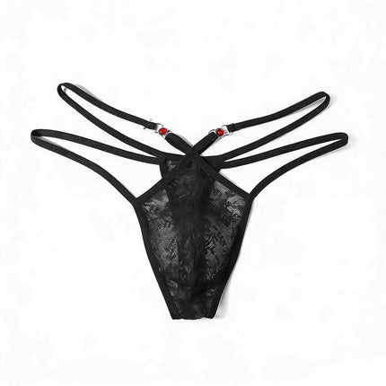 Men's Transparent Thongs Lace Flower Pattern U Pouch Convex Underwear Seamless Hollow Ventilate Male Lingerie
