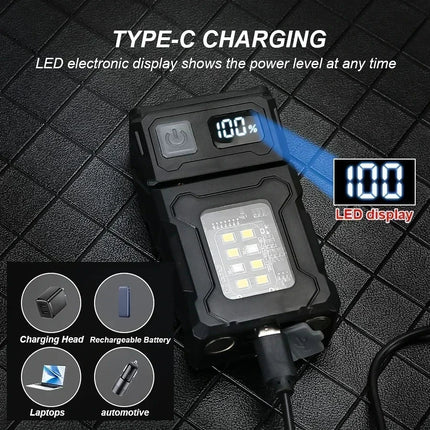 1200MAH Rechargeable Pocket Flashlight Portable Side COB Torch with Clip Tail Magnet Light 7 modes Outdoor Camping Lantern Send