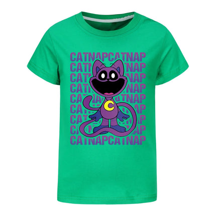 Smiling Critters T-shirt Kids Short Sleeve T-shirts Toddler Girls Cartoon Catnap Clothes Baby Boys T-shirt Children Casual Tops