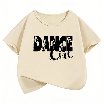 Dance Girl Letter Printed T-Shirts Short Sleeve Y2K Kids Children's T-shirt Boys Girls Summer Spring Casual Top Tee Shirt