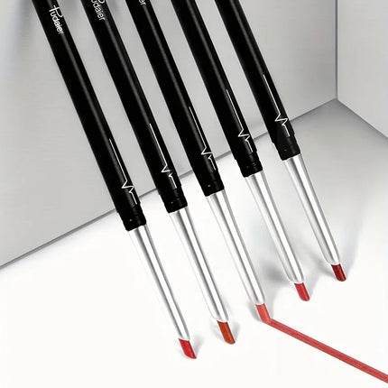 Long Lasting Waterproof Matte Lipliner Pencil, Red Contour Lip Tint, Non Stick Cup, Velvet Soft Moisturizing Lipstick