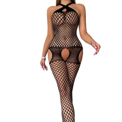 Hollow Feshnet Costumes Women Sexy Lingerie Hot Erotic Underwear Bodystocking Bodysuit Open Crotch Sexi Porno Badydolls