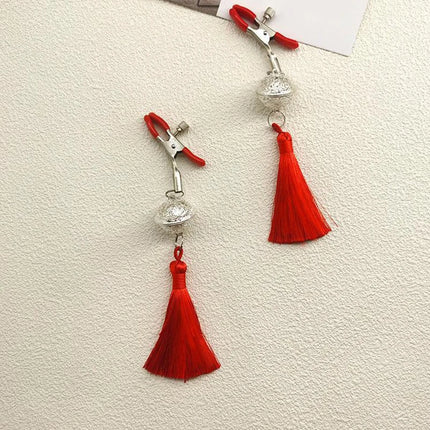 1 Pair Metal Bells Nipple Clamps With Tassel Nipple Ring For Women Flirting Teasing Exotic Breast Enlargement Adult Accessory