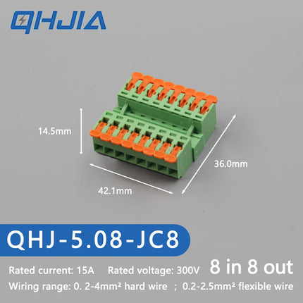 5.08 Threaded Terminal - Welding Free Docking  Handle Spring Plug Quick Connect Suitable for LED Terminal Blocks