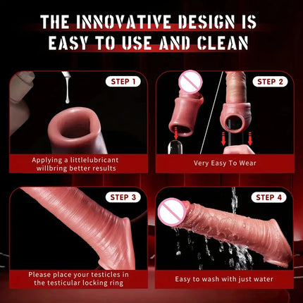 Penis Sleeve Cock Sleeve Vibrator Penis Extender Vibrating Cock Ring 10 Modes Elastic Penis Ring to Couple Sex Toys for Men