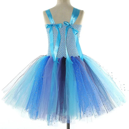 Girls Alien Cartoon Animal Fancy Tutu Dress Sparkly Blue Monster Stich Costumes for Baby Kids Halloween Outfit with Ears Hairbow