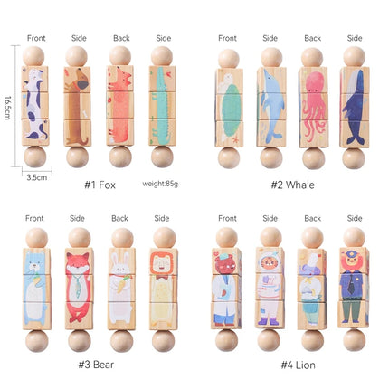 Baby Wooden Rattle Montessori Toy Hand-on Develop Ability Toy Newborn Soothing Toy 0 12 Months Rotating Puzzle Educational Toy