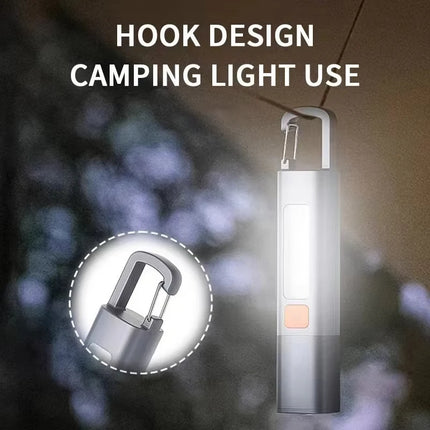 Strong Lighting ABS Flashlamp USB Rechargeable Zoomable Waterproof Outdoor EDC Torch with Hook  Long-range Emergency Lantern