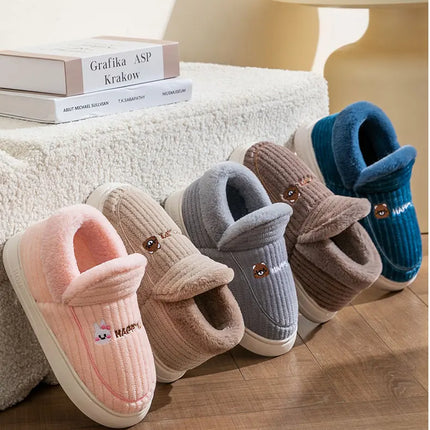 Cotton slippers for women in winter 2023, new couple's indoor home insulation, anti slip plush bag, cotton shoes for women, plus