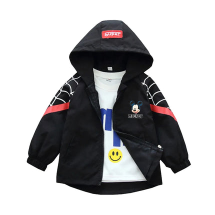 Children's Mickey Hooded Jacket 1-10 Years Autumn Boy's Windbreaker Zipper Hoodie Baby Boys Birthday Present Jacket Cosplay Coat
