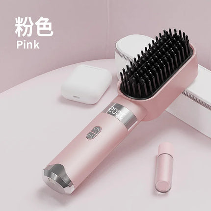 Wireless hair straightening comb for home use, negative ion hair straightener that doesn't damage hair, rechargeable portable tr