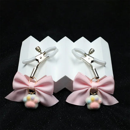 New Bow Cat Claw Nipple Clamps Couples Teasing BDSM Adjustable Breast Restraints Fetish Nipple Stimulation Adult Sex Toys Leten