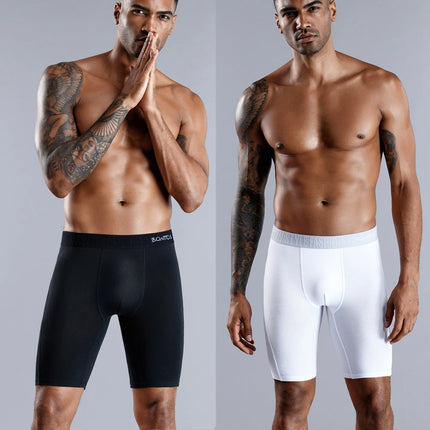 4-pack men's long boxer briefs plus size men's sexy long-leg cotton underpants fashion men's trunk briefs