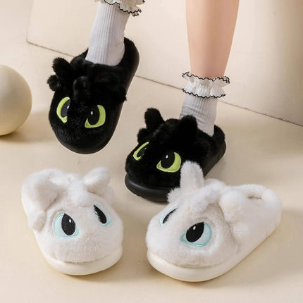 Winter Cute How To Train Your Dragon Toothless Slippers  Include Heel Furry Couple Anti-slip Keep Warm Good Looks Shoes Gift