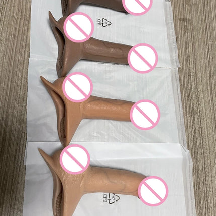 Multiple Styles FTM Packers Wholesale 2-in-1 Ultra Soft Silicone Hollow Penis Sleeve with Large Scrotum Prosthetic Stroker