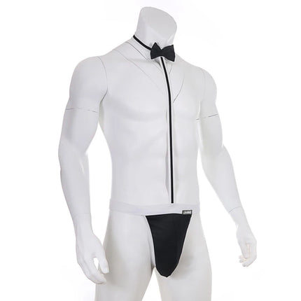 Novelty Sexy Men's Mankini Thong Underwear Erotic Lingerie Waiter Costume Suspender Bodysuit Tie Teddies