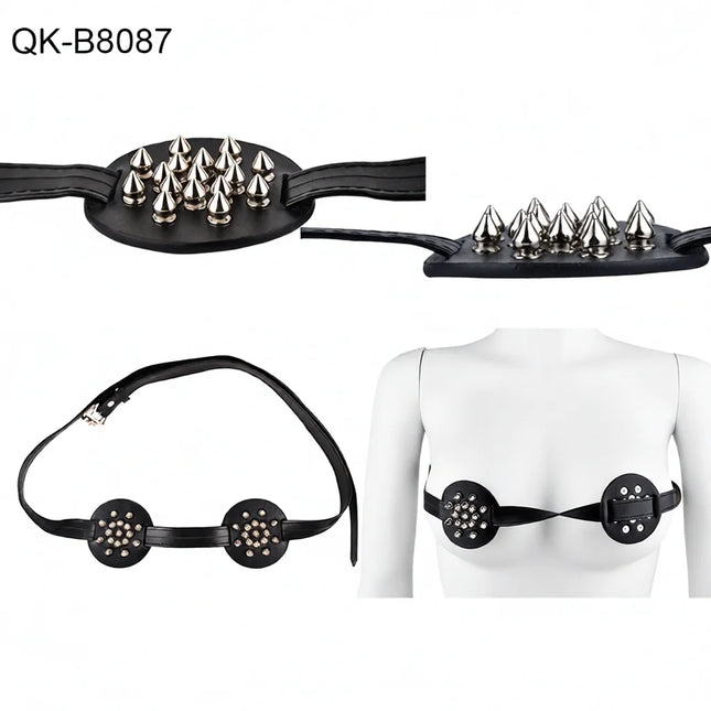 QKKQ Wearable PU Leather Strap On Chest Bondage Nipple Stimulation Female Breast Binder BDSM Sex Toys For Women Men Erotic Games