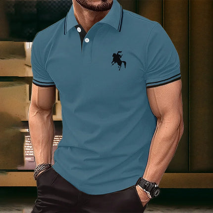 New men's T-shirt, classic short-sleeved Polo shirt, summer top, casual T-shirt, button-down lapel, oversized S-2XL casual Polo