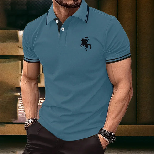 New men's T-shirt, classic short-sleeved Polo shirt, summer top, casual T-shirt, button-down lapel, oversized S-2XL casual Polo