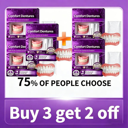 Full Set Natural Dentures Upper & Lower Silicone Fake Teeth Braces Comfort Fit Instant Smile Oral Care For Men Women