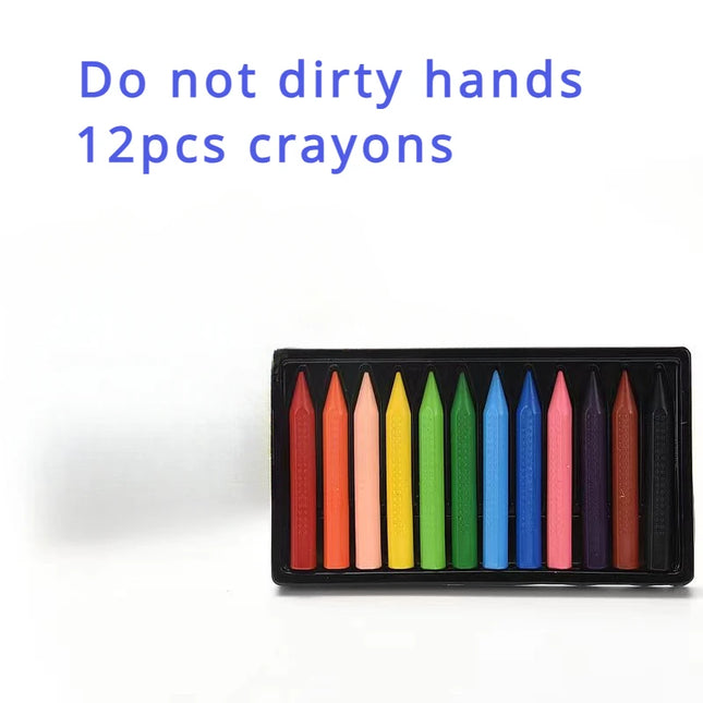 12pcs Color Crayons Don't Dirty Hands Washable Wax Crayon Pencil Marker Oil Painting Drawing Sticks Colored Crayons