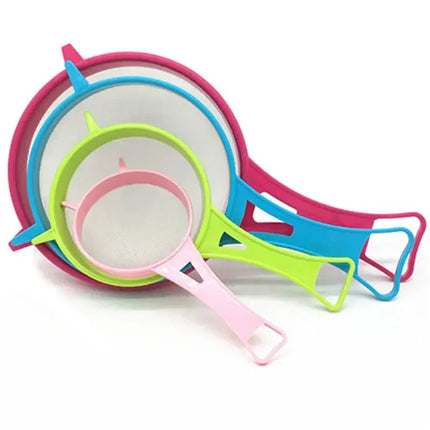 New 4Pcs Plastic Fine Mesh Filter Colander Soy Milk Sieve Flour Sieve with Handle Juice and Tea Filter Kitchen Tool colador de harina tamizador