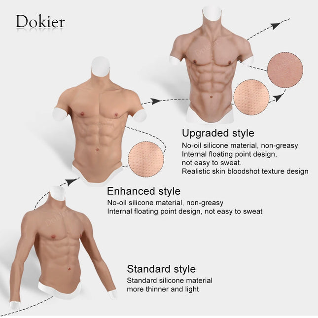 Dokier Silicone Realistic False Fake Muscle Belly Body for Cosplayers Artificial Simulation Muscle Chest Man Crossdressers - TOYS-SUCE