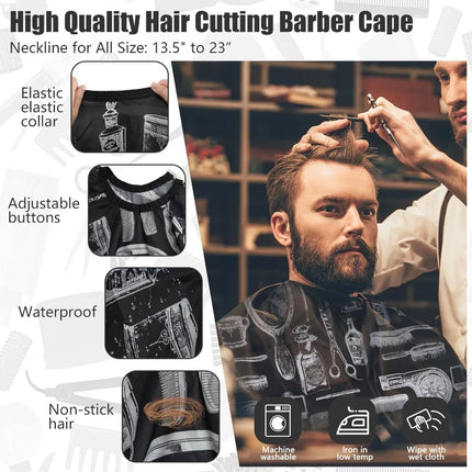 10 in 1 Hair Cutting Barber Cape with Neck Duster Brush, Barber Brush, Neck Strips, Hair Combs, Hair Clips - Professional Salon Accessories