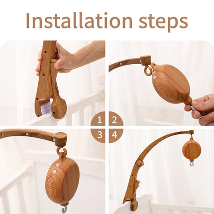 Customize Baby Bed Bell Bracket 0-12 Months Foldable Crib Holder Mobile Wooden Bell Bracket Rattle Toy Newborn  item stuff Gifts