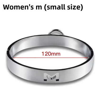 Stainless Steel BDSM Neck Collar with Leash Ring Adjustable Metal Slave Choker for Bondage Role Play Adult Toy for Women and Men