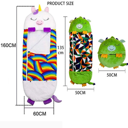Children's Cartoon Sleeping Bag Kids Animal Soft Lazy Sleepsacks Baby Plush Doll Pillow Sleep Sack for Boys Girls Birthday Gift