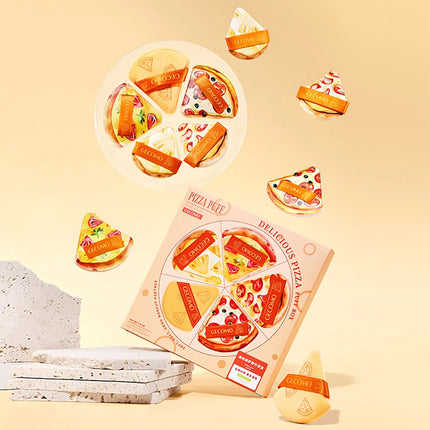 5PCS GECOMO Pizza Shaped Powder Puff Box Set Wet And Dry Dual-use Soft Thick Skin-friendly Makeup Sponge Air Cushion