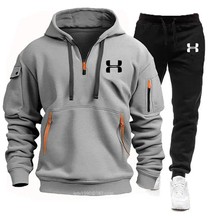 Men's Multi-Pocket Hoodie & Jogger Set - Fleece Tracksuit / Ensemble Survêtement Homme - Capuche et Pantalon