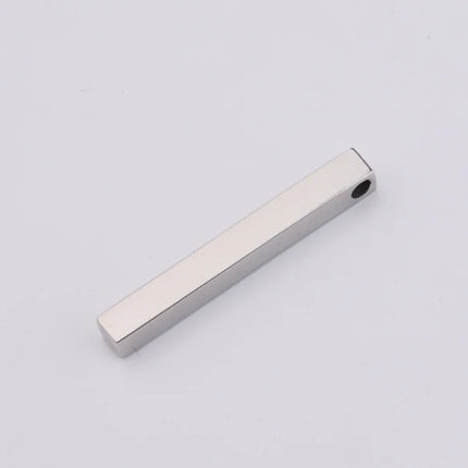 10Pcs/Lot Stainless Steel 3D Gold Color Stamping Bar Blank 5x40mm Long Square Pendant Charms for DIY Jewelry Making