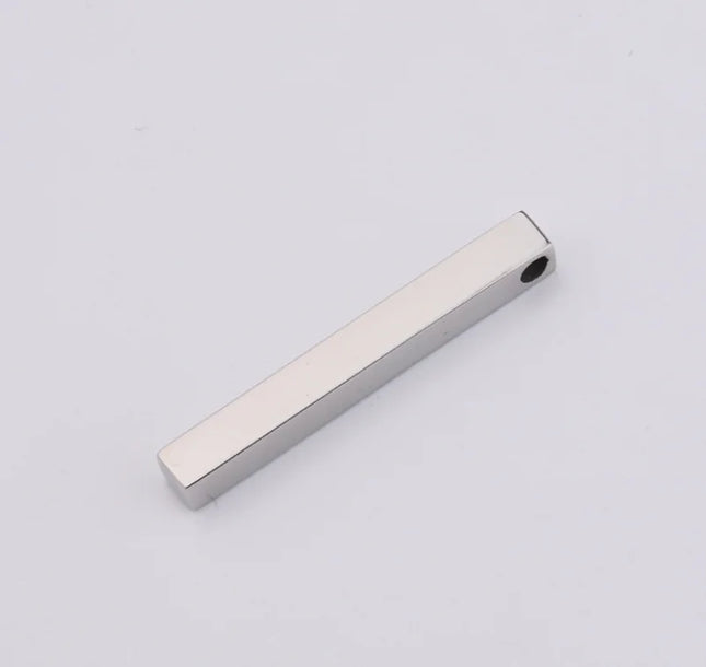 10Pcs/Lot Stainless Steel 3D Gold Color Stamping Bar Blank 5x40mm Long Square Pendant Charms for DIY Jewelry Making