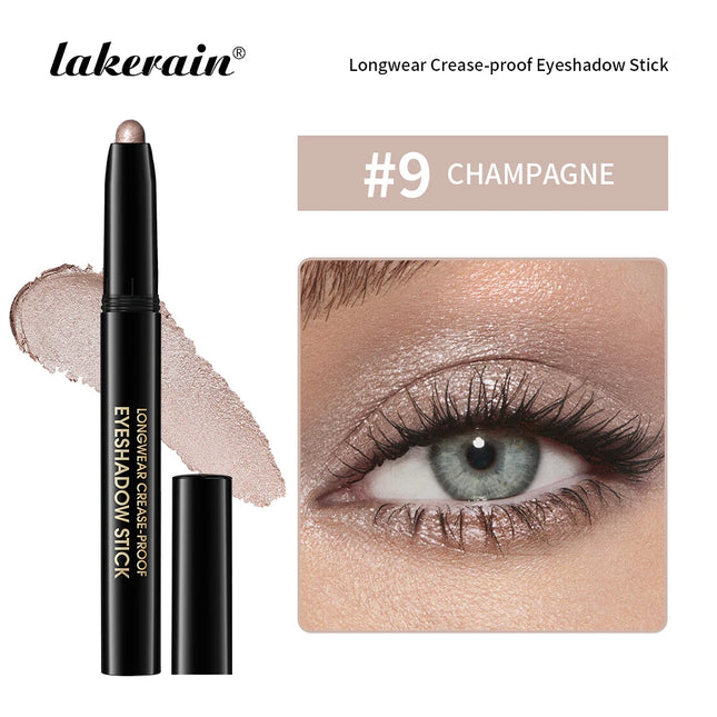 10 Colors Longwear Crease-proof Eyeshadow Pencil Stick Lasting Glitter Shimmer Matte Eye Shadow Highlighter Pen Eyes Makeup Too