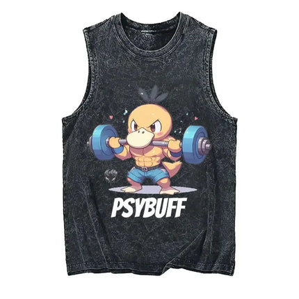 2026 Hot Anime Pokemon Men's Tank Top Man Sleeveless Shirt Summer Y2k Clothes Vintage Washed Vest Oversized T Shirts Gym Clothes