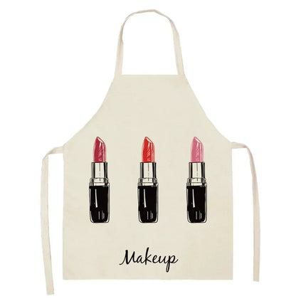 Nail Polish Lipstick Kitchen Cotton Linen Apron Bib Home Cleaning  Ladies  Cooking Picnic